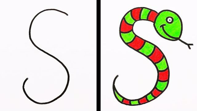 ایده نقاشی با استفاده از حروف انگلیسی به شکل حیوانات